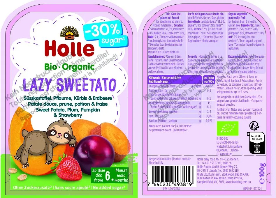 Lazy Sweetato – Süsskartoffel, Pflaume, Kürbis, Erdbeere,Hafer 100g#